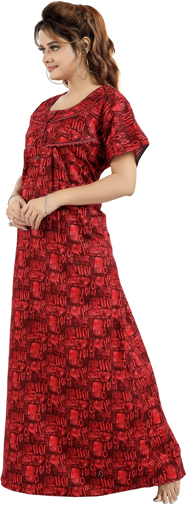 Red_Cotton_Lace_Regular_Nighty_For_Women