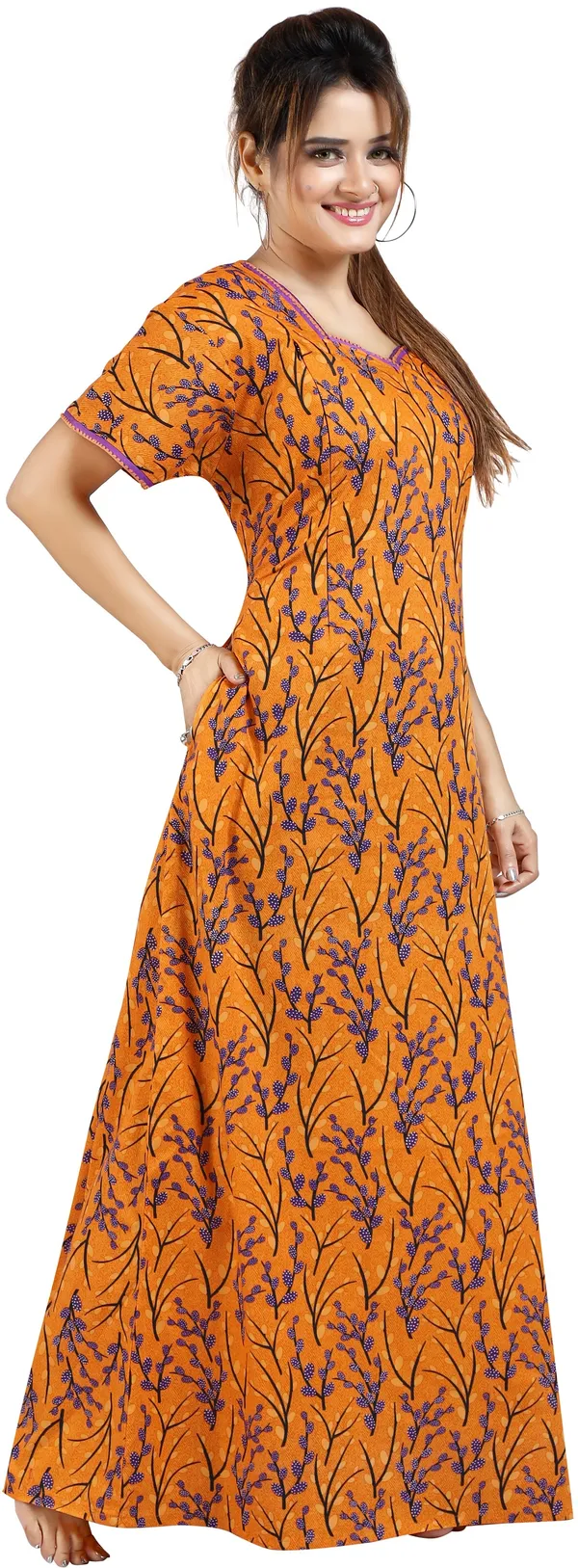 Yellow_Cotton_Printed_Regular_Maternity_&_Nursing_Nighty_For_Women