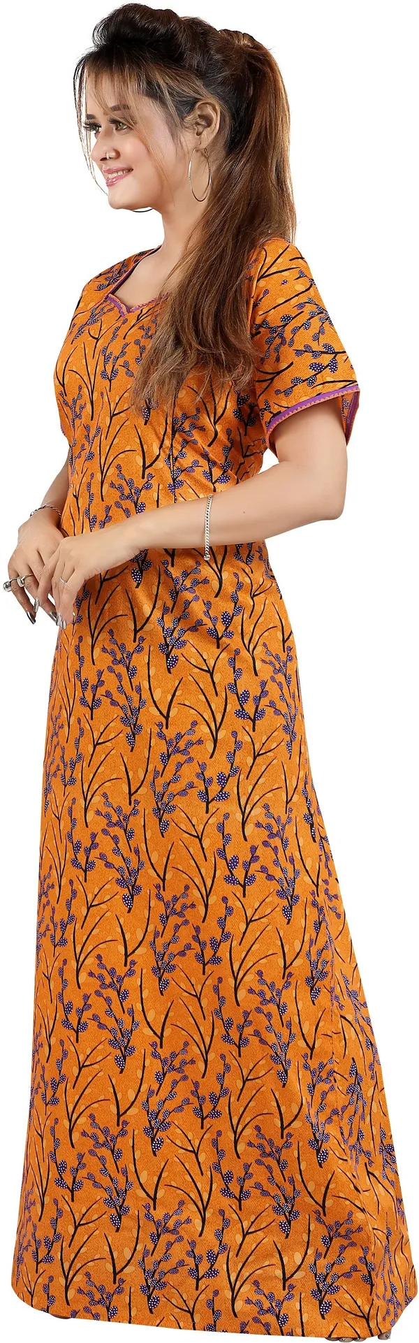 Yellow_Cotton_Printed_Regular_Maternity_&_Nursing_Nighty_For_Women