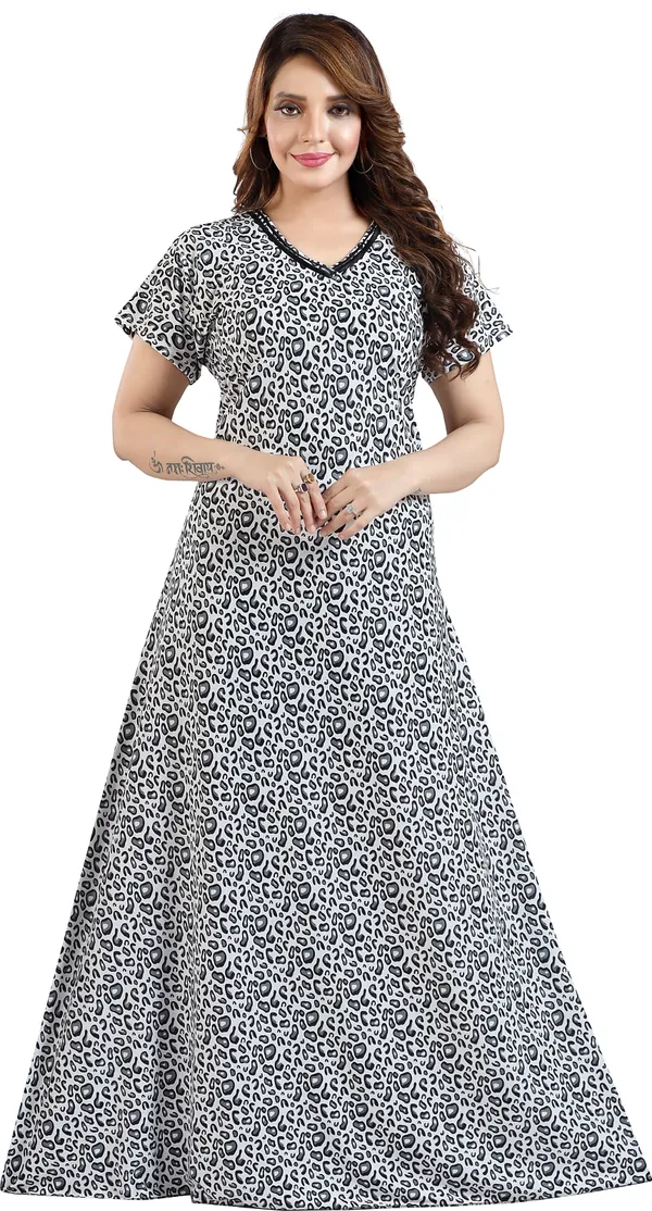 White_Sarina_Self_Design_Regular_Nighty_For_Women