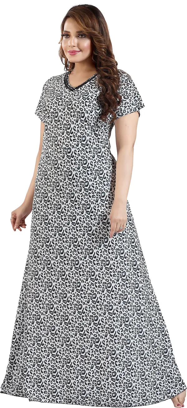 White_Sarina_Self_Design_Regular_Nighty_For_Women