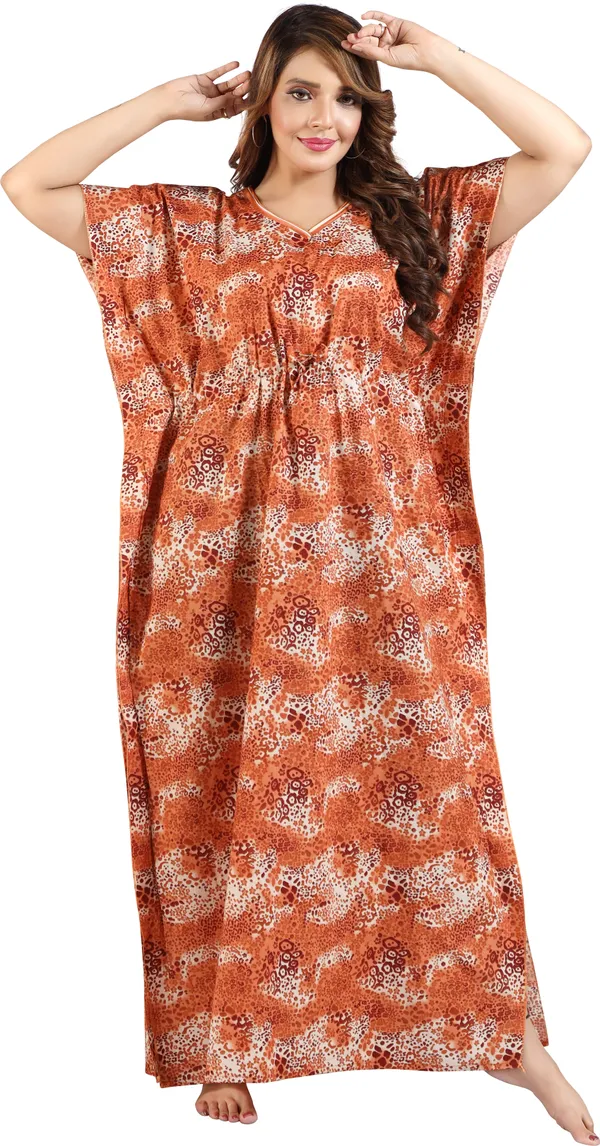 Orange_Cotton_Self_Design_Regular_Nighty_For_Women