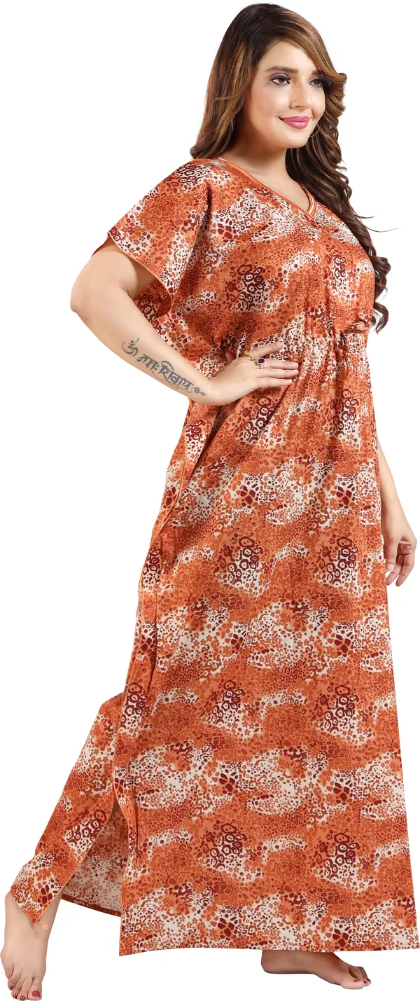 Orange_Cotton_Self_Design_Regular_Nighty_For_Women