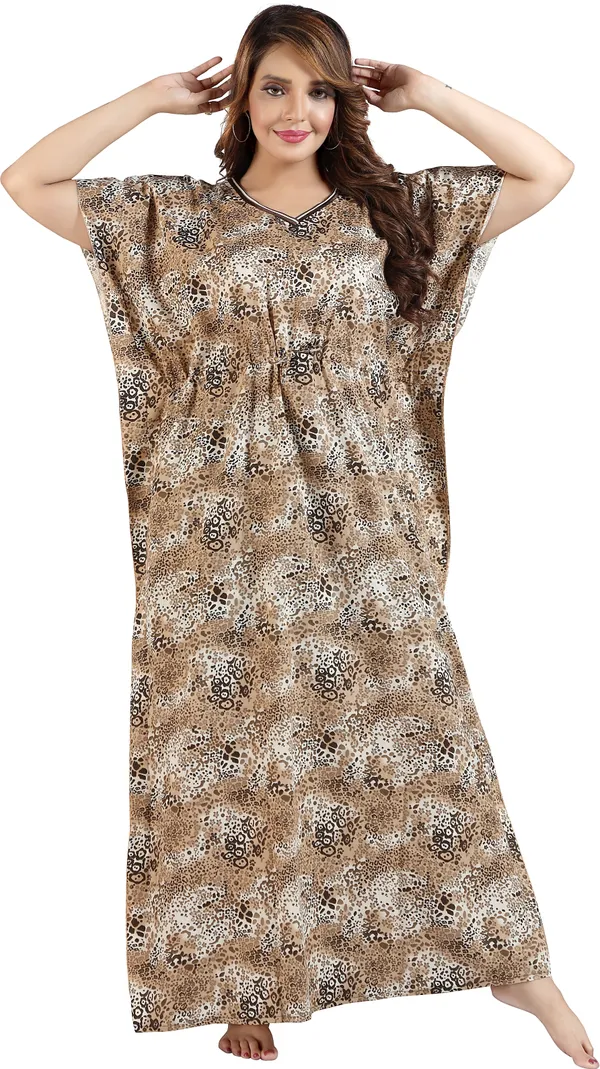 Brown_Cotton_Self_Design_Kaftan_Nighty_For_Women
