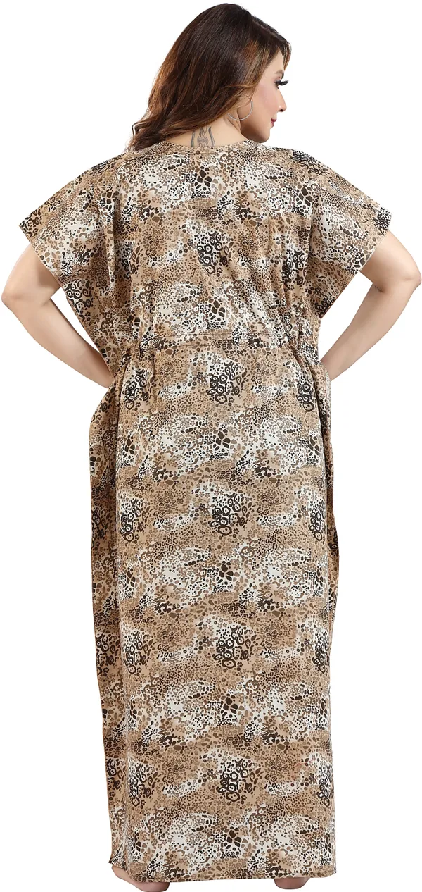 Brown_Cotton_Self_Design_Kaftan_Nighty_For_Women