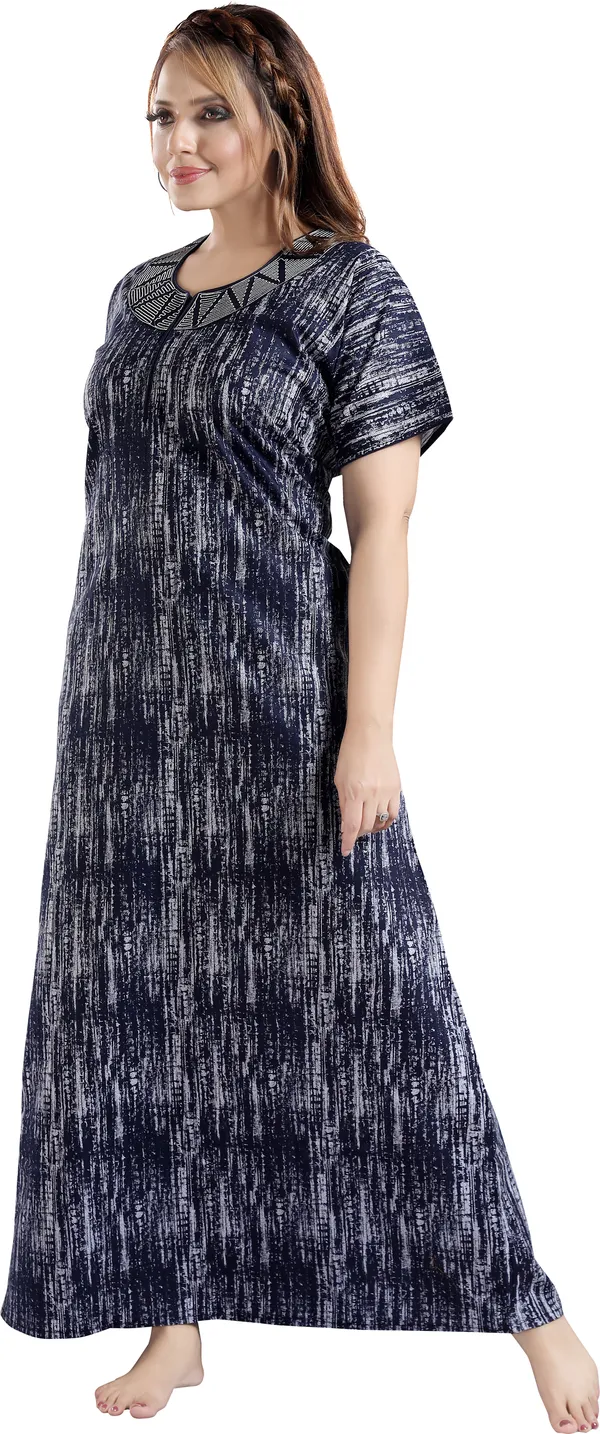 LIFE-TALE_Cotton_Denim_Printed_Regular_Nighty_For_Women(Navy_Blue)