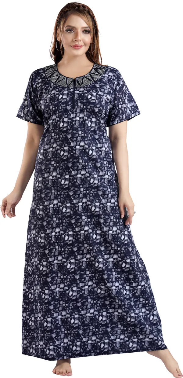 LIFE-TALE_Cotton_Denim_Printed_Regular_Nighty_For_Women(Navy_Blue)