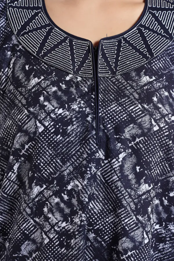 LIFE-TALE_Cotton_Denim_Printed_Regular_Nighty_For_Women_(Navy_Blue)