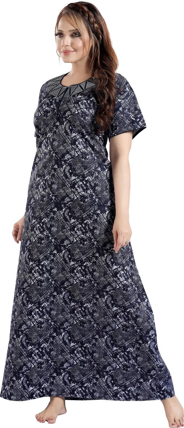 LIFE-TALE_Cotton_Denim_Printed_Regular_Nighty_For_Women_(Navy_Blue)