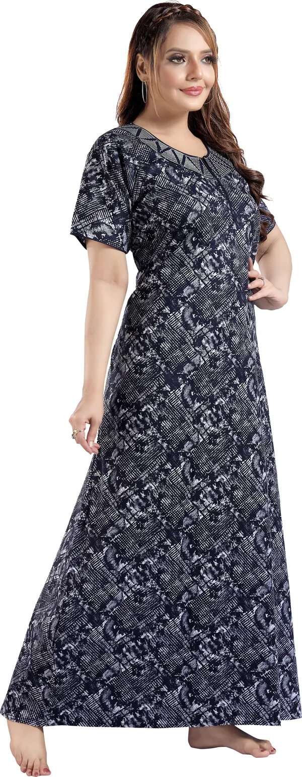 LIFE-TALE_Cotton_Denim_Printed_Regular_Nighty_For_Women_(Navy_Blue)
