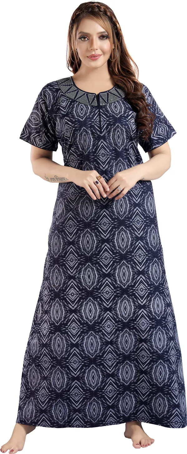 LIFE-TALE_Cotton_Denim_Printed_Regular_Nighty_For_Women(Navy_Blue)