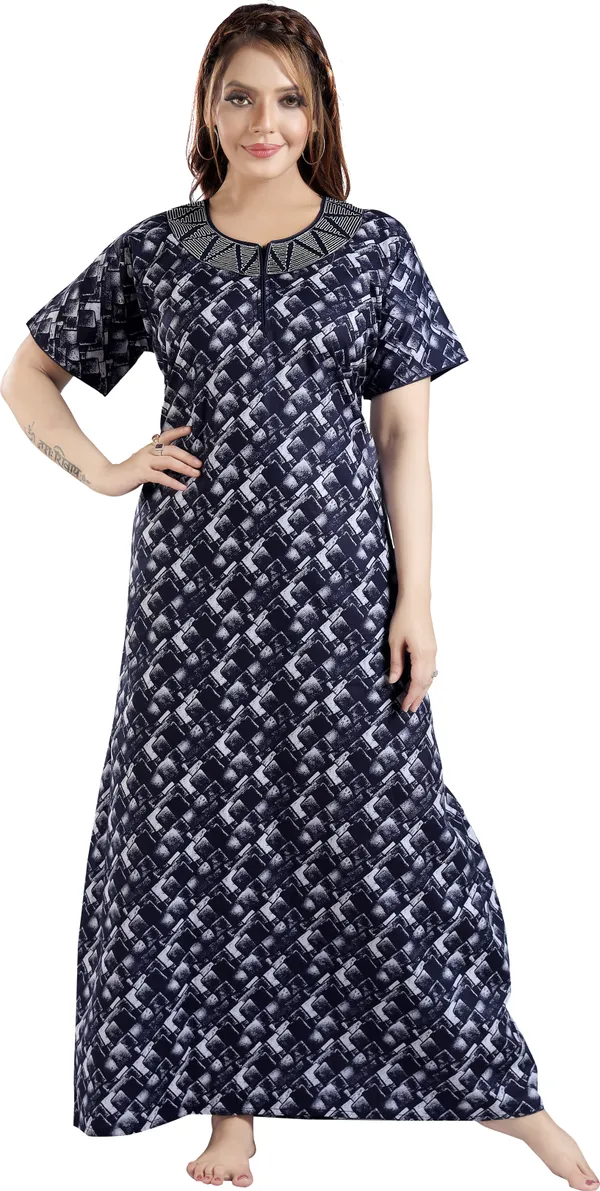 LIFE-TALE_Cotton_Denim_Printed_Regular_Nighty_For_Women(Navy_Blue)
