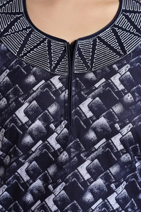 LIFE-TALE_Cotton_Denim_Printed_Regular_Nighty_For_Women(Navy_Blue)
