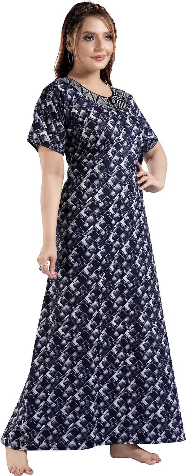LIFE-TALE_Cotton_Denim_Printed_Regular_Nighty_For_Women(Navy_Blue)