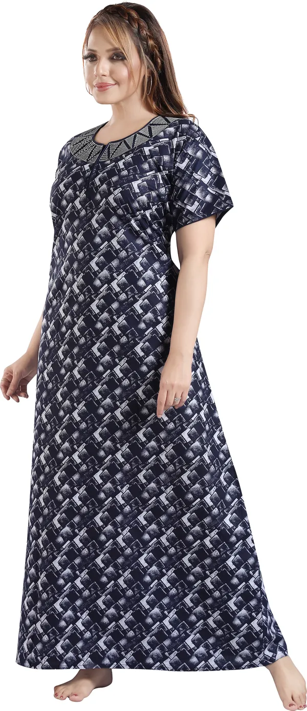 LIFE-TALE_Cotton_Denim_Printed_Regular_Nighty_For_Women(Navy_Blue)