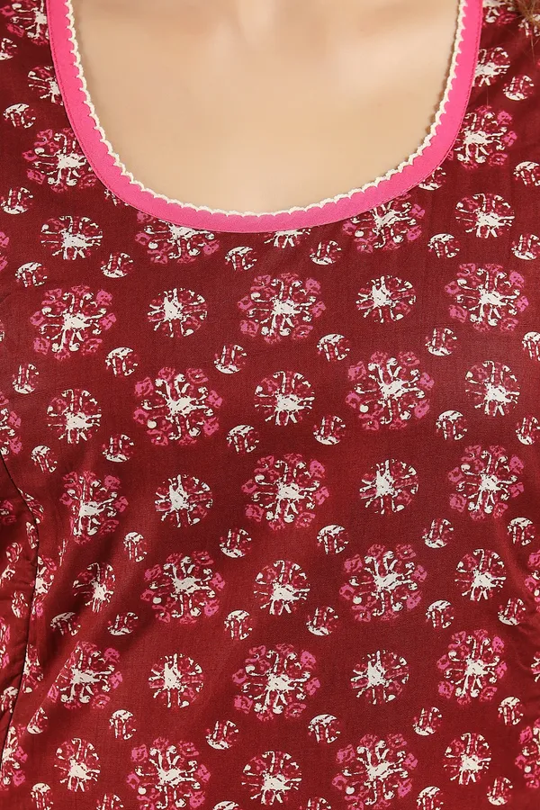 Maroon_Cotton_Self_Design_Regular_Maternity_&_Nursing_Nighty_For_Women