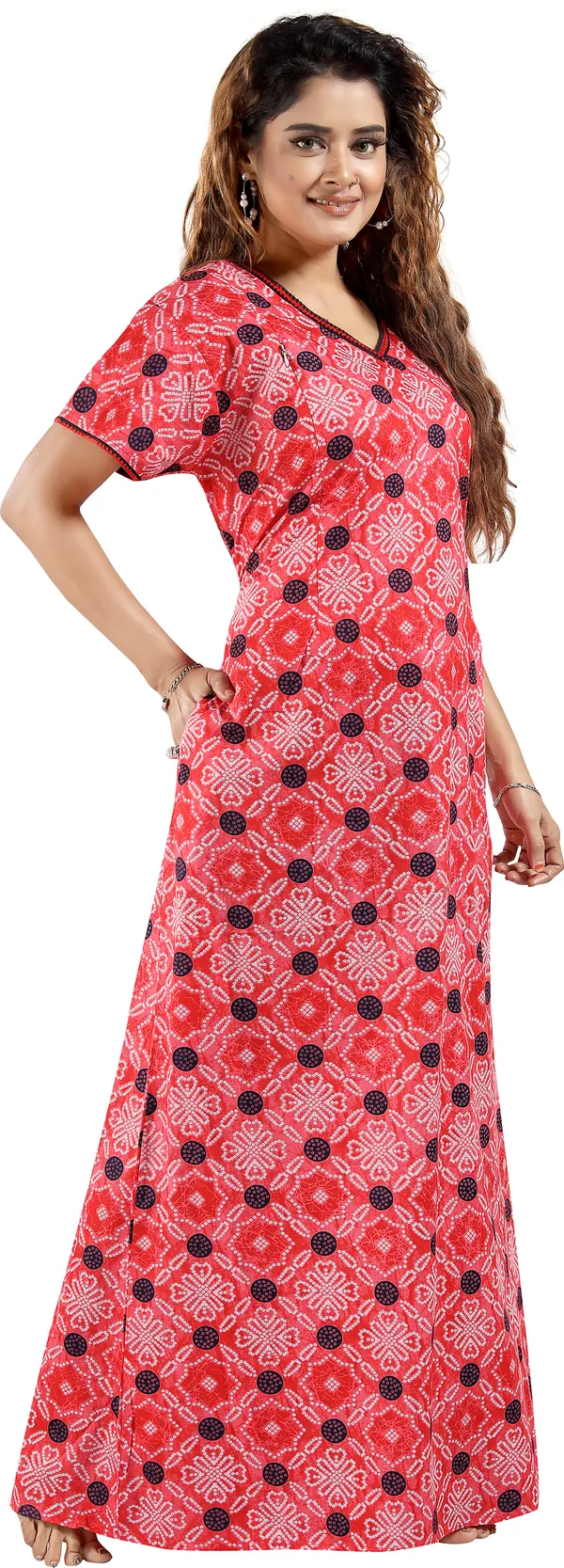 LIFE-TALE_Red_Cotton_Printed_Regular_Maternity_&_Feeding_Nighty_For_Women