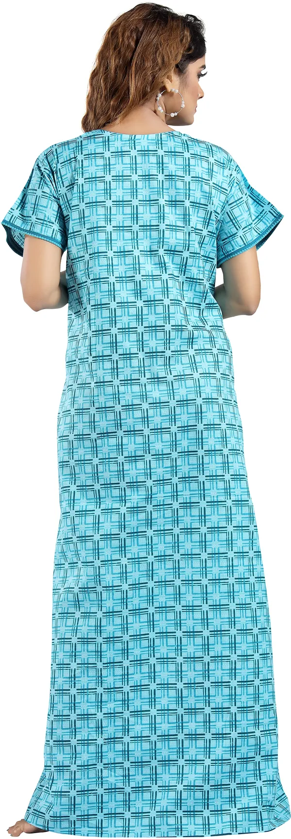 Blue_Cotton_Checkered_Regular_Maternity_&_Nursing_Nighty_For_Women