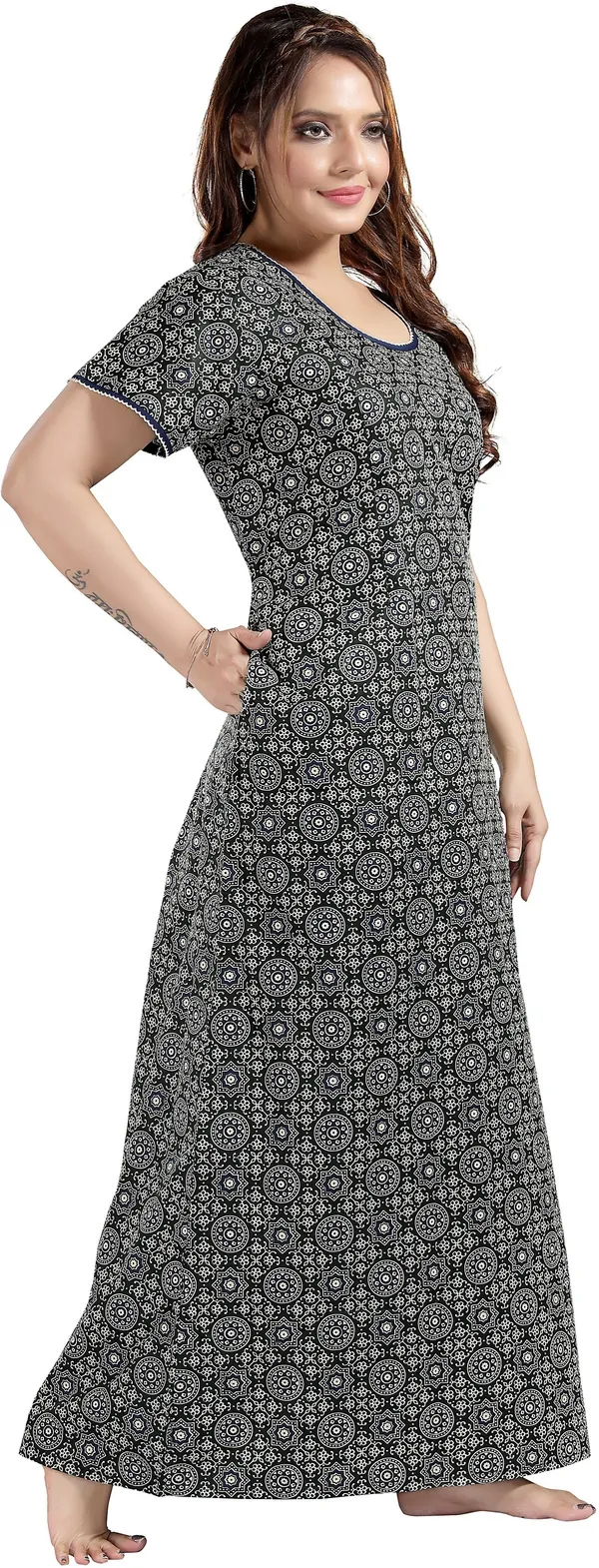 Dark_Green_Cotton_Self_Design_Regular_Maternity_&_Nursing_Nighty_For_Women
