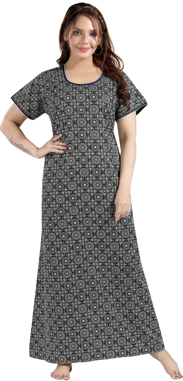 Dark_Green_Cotton_Self_Design_Regular_Maternity_&_Nursing_Nighty_For_Women