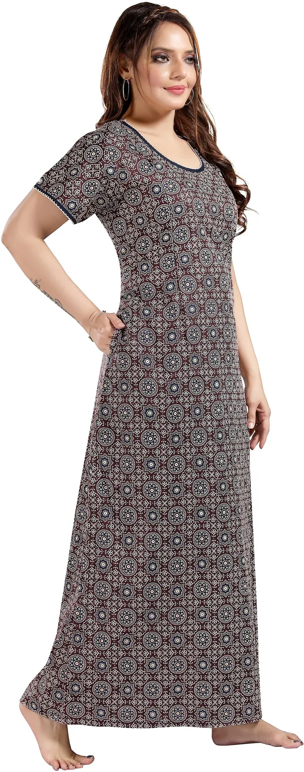 Brown_Cotton_Self_Design_Regular_Maternity_&_Nursing_Nighty_For_Women