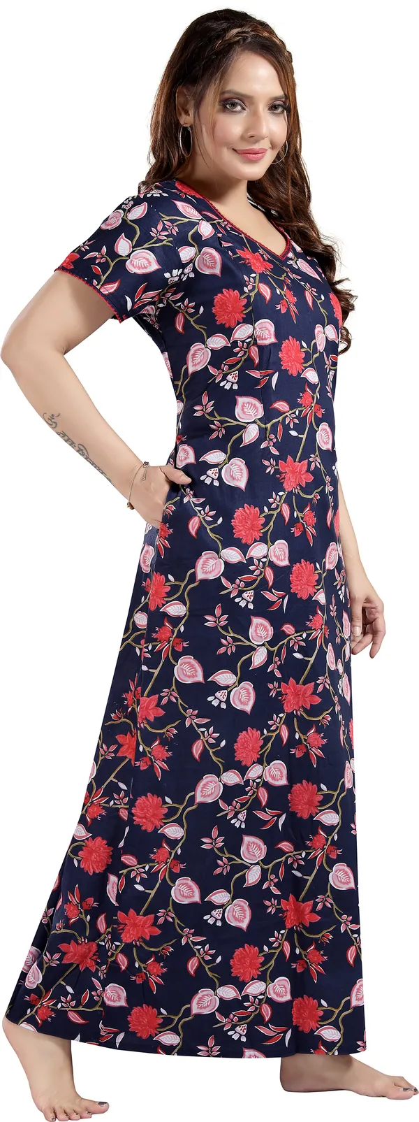 Dark_Blue_Cotton_Floral_Regular_Maternity_&_Nursing_Nighty_For_Women
