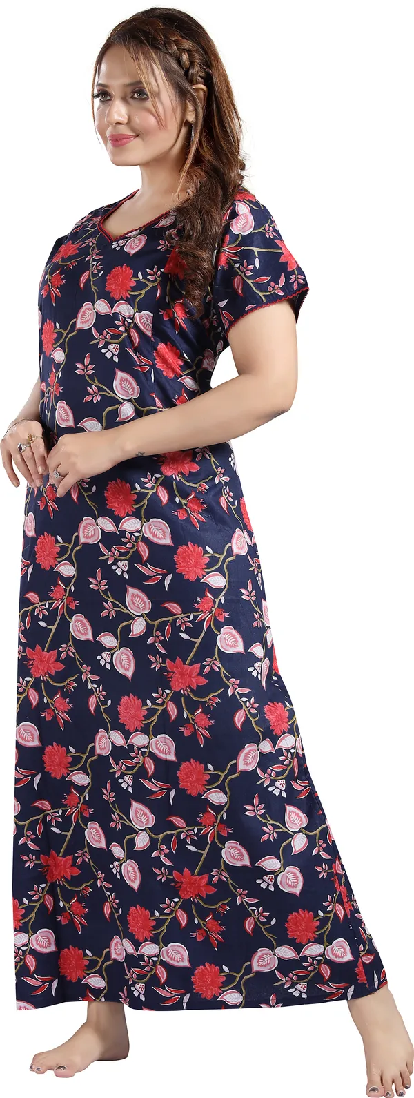 Dark_Blue_Cotton_Floral_Regular_Maternity_&_Nursing_Nighty_For_Women