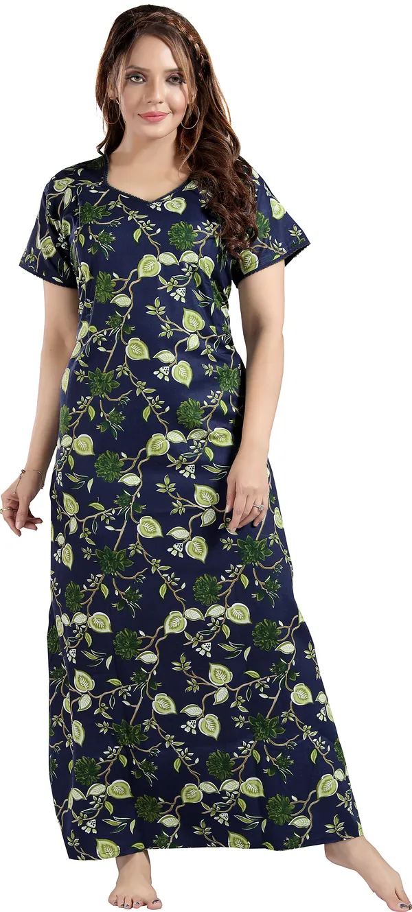 Dark_Blue_Cotton_Floral_Regular_Maternity_&_Nursing_Nighty_For_Women