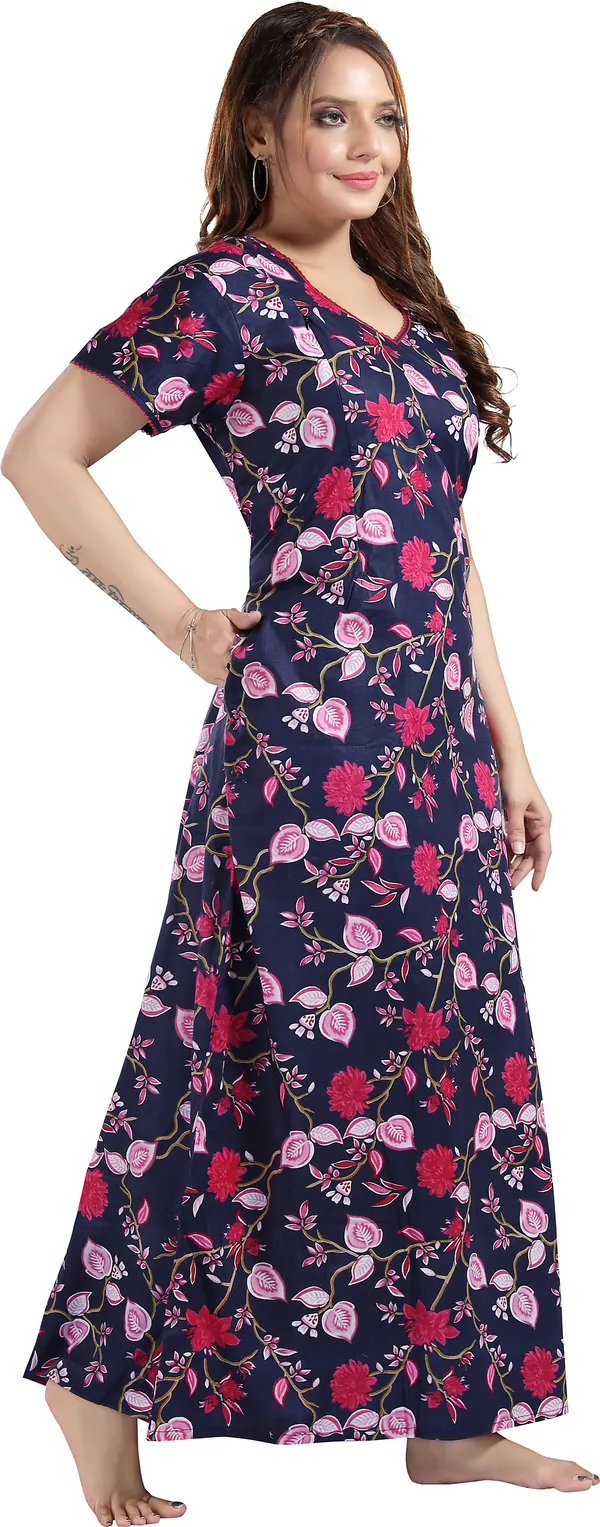 Dark_Blue_Cotton_Floral_Regular_Maternity_&_Nursing_Nighty_For_Women