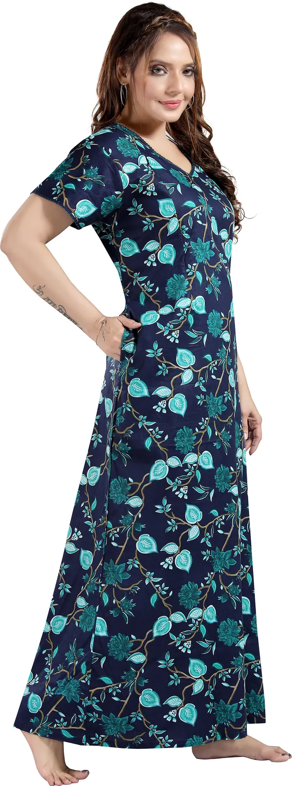 Dark_Blue_Cotton_Floral_Regular_Maternity_&_Nursing_Nighty_For_Women