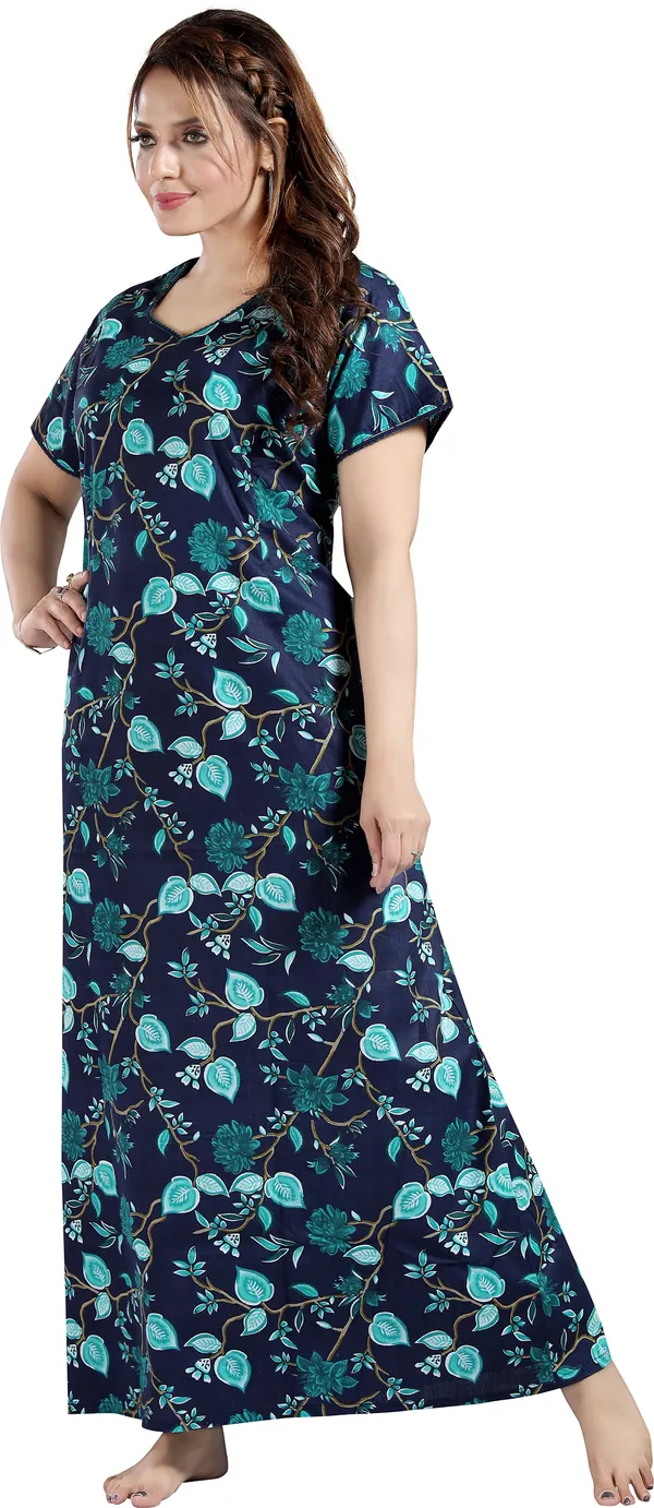 Dark_Blue_Cotton_Floral_Regular_Maternity_&_Nursing_Nighty_For_Women