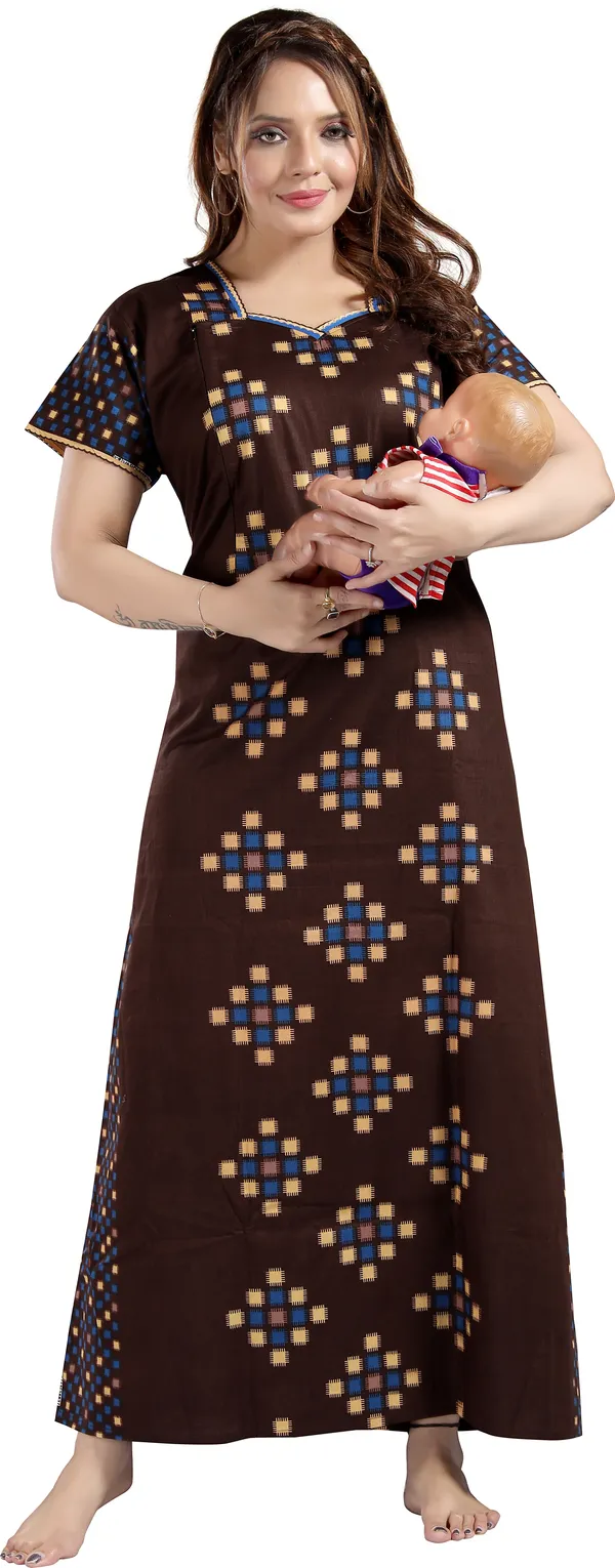 Brown_Cotton_Colorblock_Regular_Maternity_&_Nursing_Nighty_For_Women