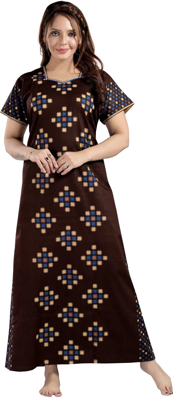 Brown_Cotton_Colorblock_Regular_Maternity_&_Nursing_Nighty_For_Women