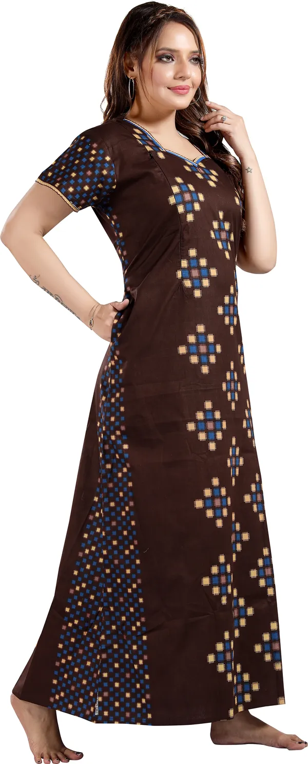 Brown_Cotton_Colorblock_Regular_Maternity_&_Nursing_Nighty_For_Women