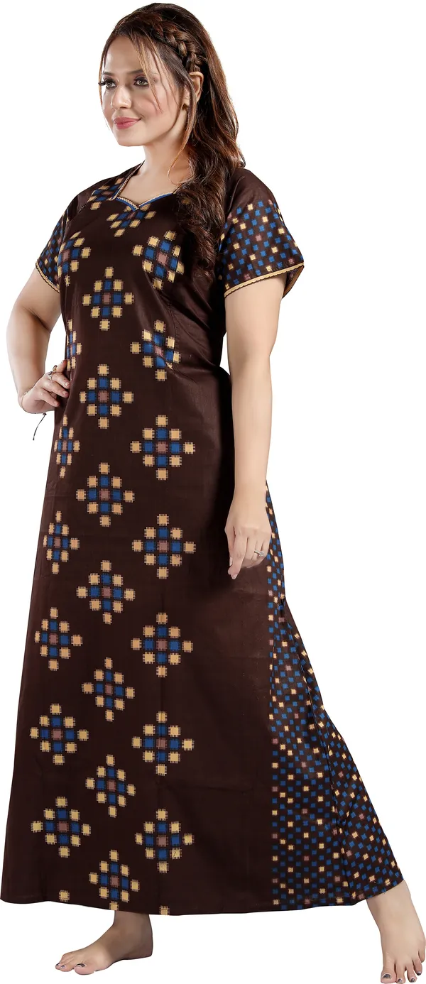 Brown_Cotton_Colorblock_Regular_Maternity_&_Nursing_Nighty_For_Women