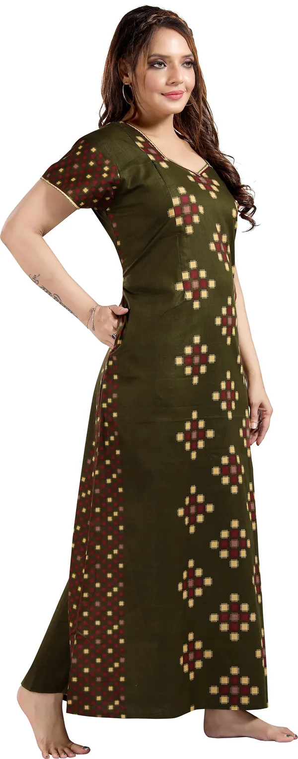 Light_Green_Cotton_Colorblock_Regular_Maternity_&_Nursing_Nighty_For_Women