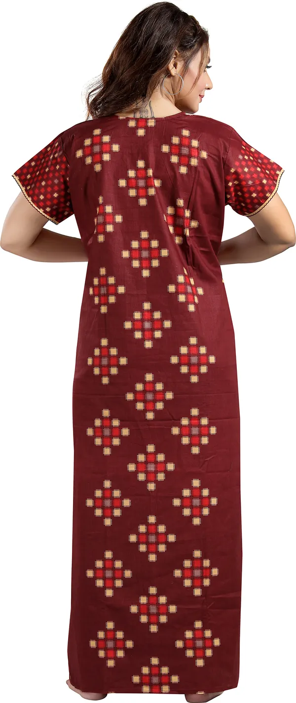 Maroon_Cotton_Colorblock_Regular_Maternity_&_Nursing_Nighty_For_Women