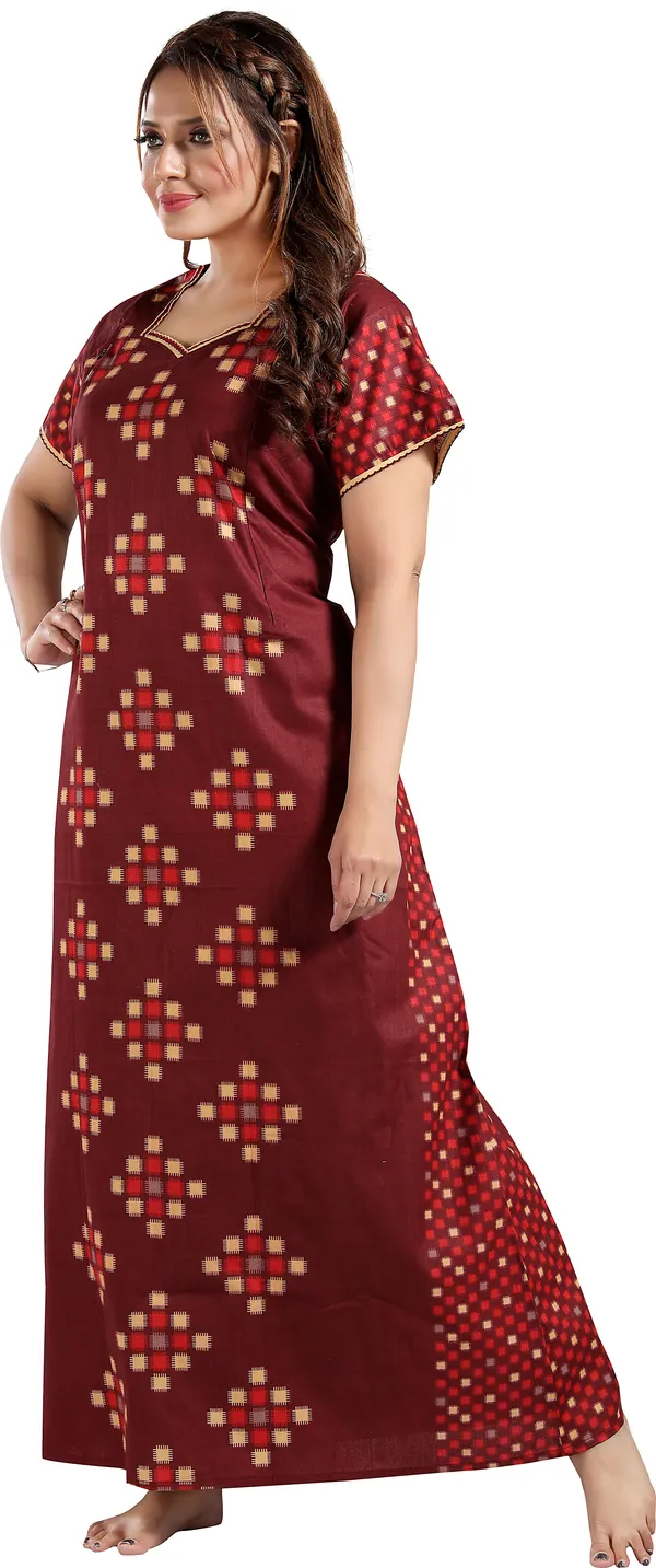 Maroon_Cotton_Colorblock_Regular_Maternity_&_Nursing_Nighty_For_Women