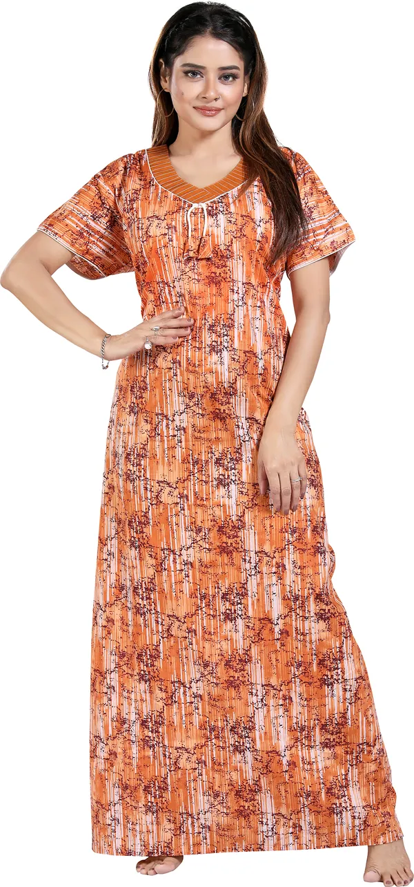 Orange_Cotton_Printed_Regular_Nighty_For_Women