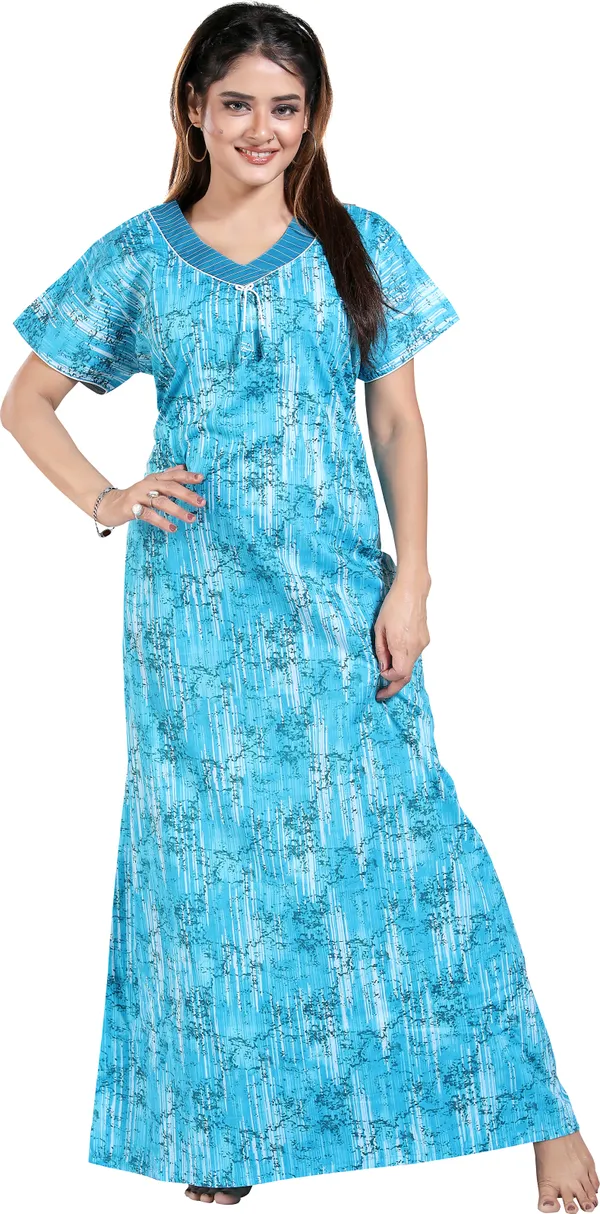 Blue_Cotton_Printed_Regular_Nighty_For_Women