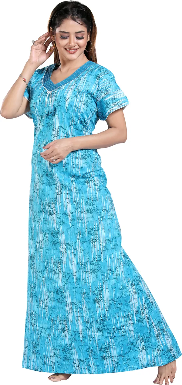 Blue_Cotton_Printed_Regular_Nighty_For_Women