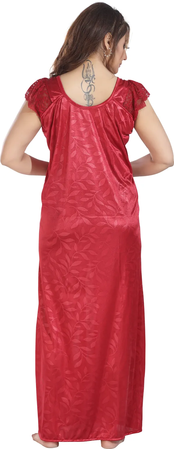 Maroon_Satin_Solid_Regular_Nighty_For_Women