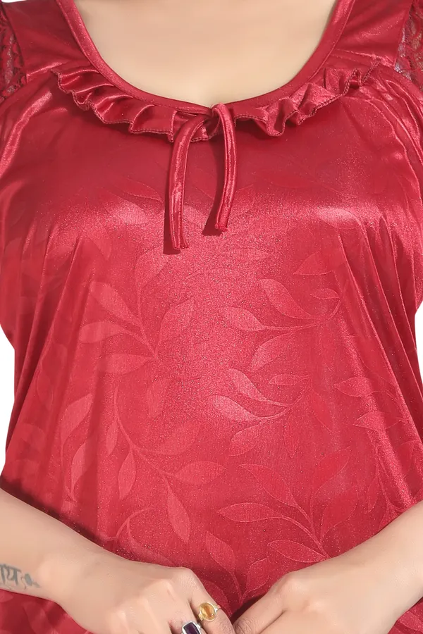 Maroon_Satin_Solid_Regular_Nighty_For_Women