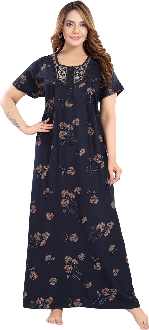 LIFE-TALE_Women_Nighty_(Dark_Blue)