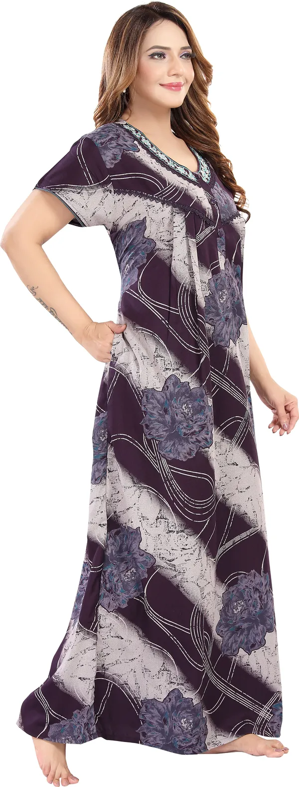 LIFE-TALE_Women_Nighty_(Purple)