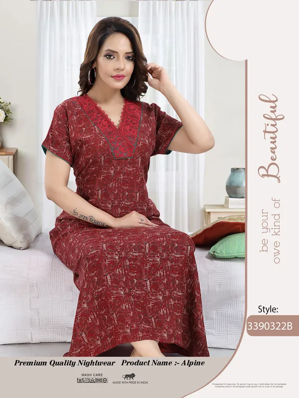 Maroon_Alpine_Night_Gown/Night_Dress_for_women