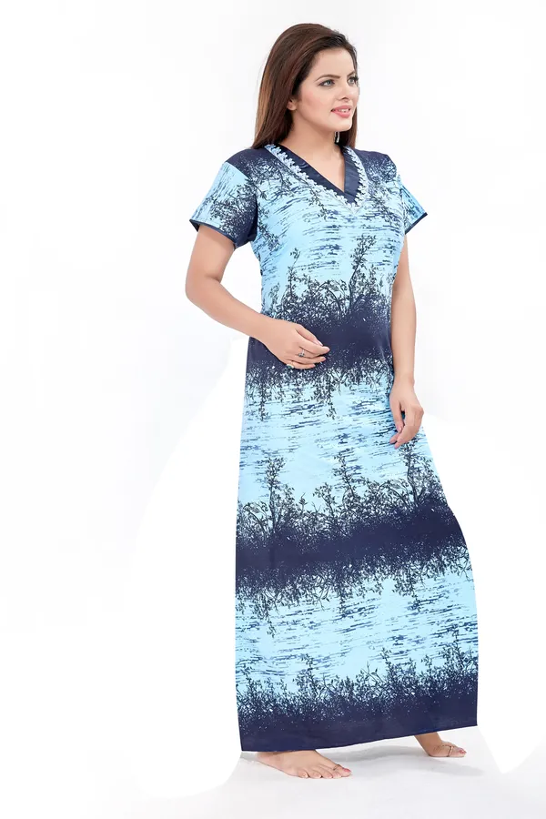 Premium_Cotton_Nighty/Night_Dress(Blue)