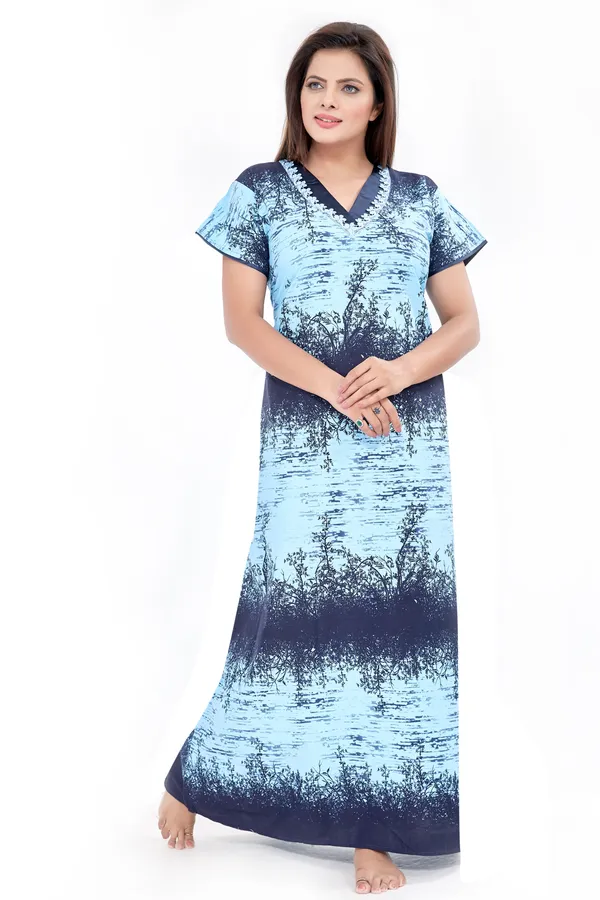 Premium_Cotton_Nighty/Night_Dress(Blue)