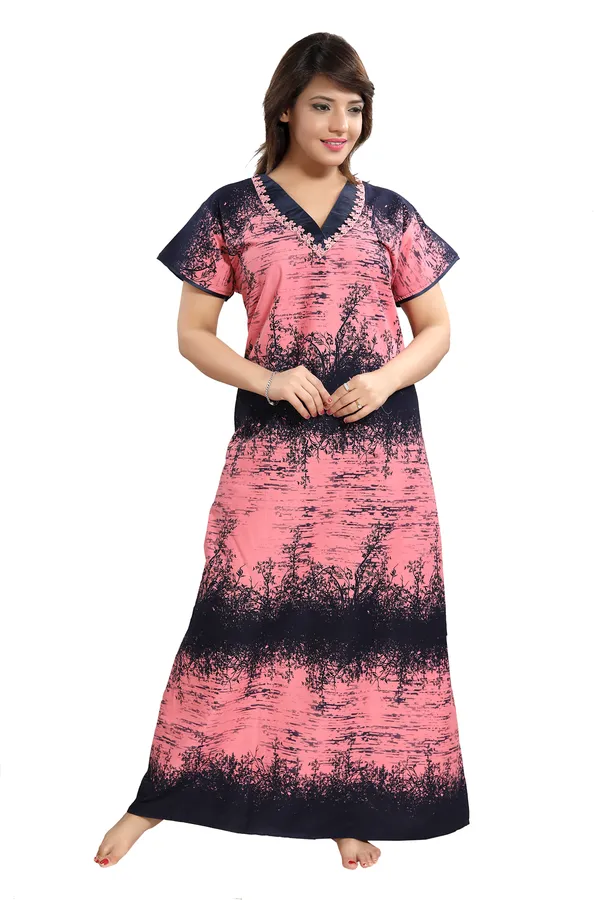 Premium_Cotton_Nighty/Night_Dress(Pink)