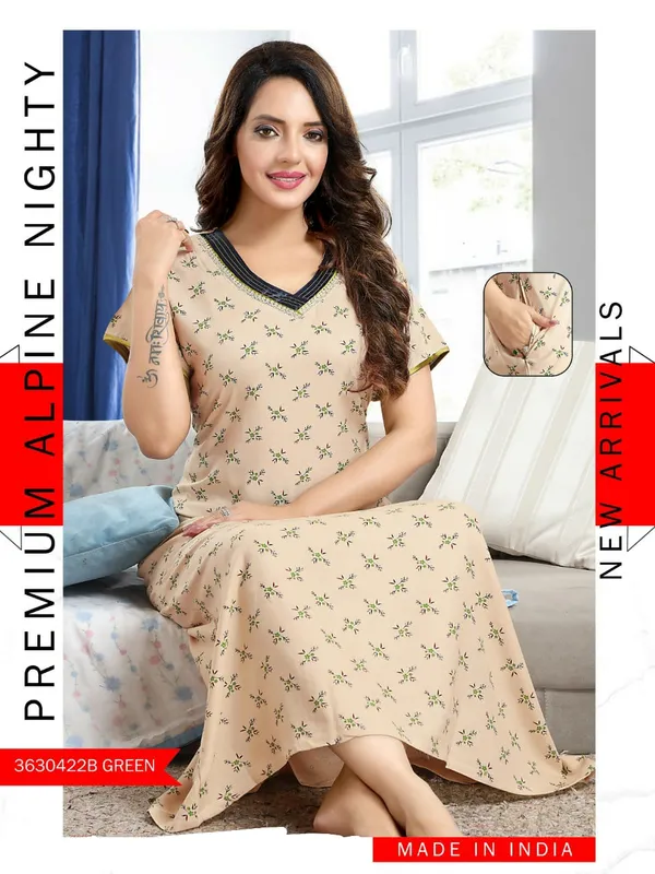 Premium__Stylish_Alpine_Nighty/Night_Dress_(Beige)